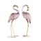 25" Pink & Gold Metal Flamingo Garden Sculpture Set with Dimensional Feathers